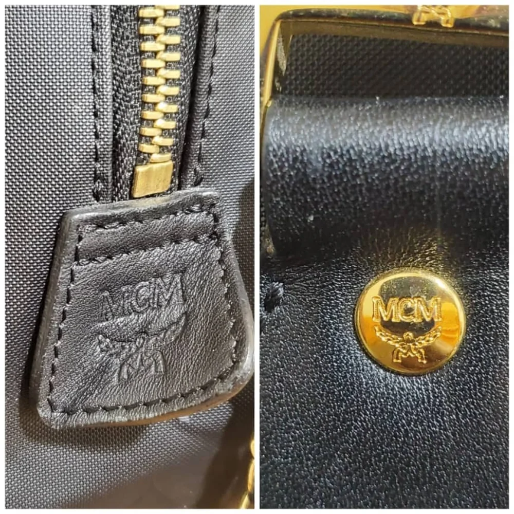 Authentic MCM Signature Visetos Monogram Boston Bag with Strap